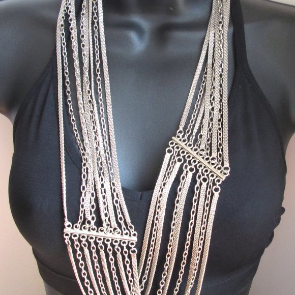 Vintage Multi Strand Chain Belt Shiny Silver Tone Mesh - Picture 3 of 9